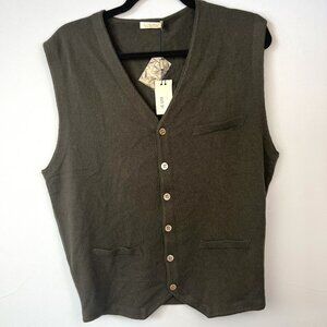 Suitsupply 100% Cashmere Army Green Sweater Vest Size L